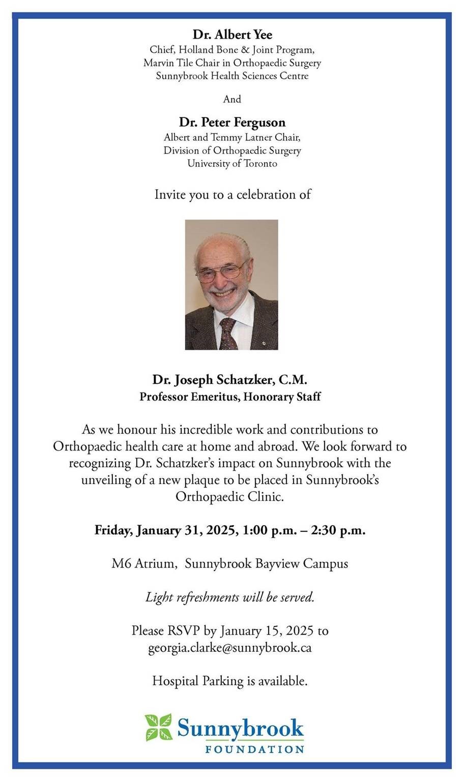 Celebration of Dr. Joseph Schatzker